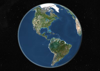 Globo centrato sulle Americhe, immagine satellitare a colori reali da Unknown